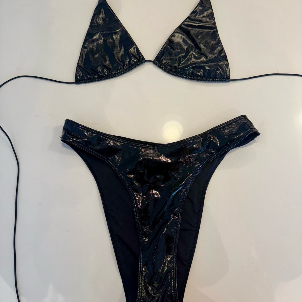 Oh Polly Black Shiny Bikini Set